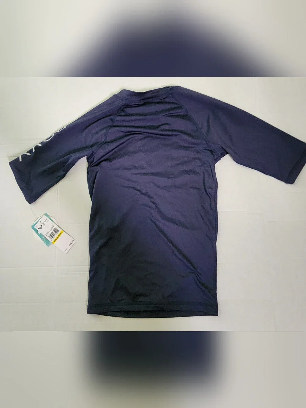 Roxy Navy Blue 3/4 Sleeve Logo Rash Guard Girls Kids Size M 8-10 NWT